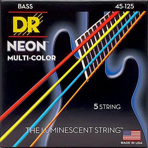 Электрогитарные струны DR Strings HI-DEF NEON для бас-гитары (NMCB5-45), диапазон 45-125, покрытие K3 DR Strings