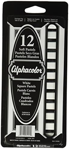 Derwent Alphacolor Soft Square Pastels, White, 12 Pastels per Set (105204) Derwent