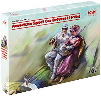 ICM 24014 Plastic Figures Model Kit American Sport Car Drivers (1910s) (1 Male, 1 Female Figures) - Scale 1:24 Icm