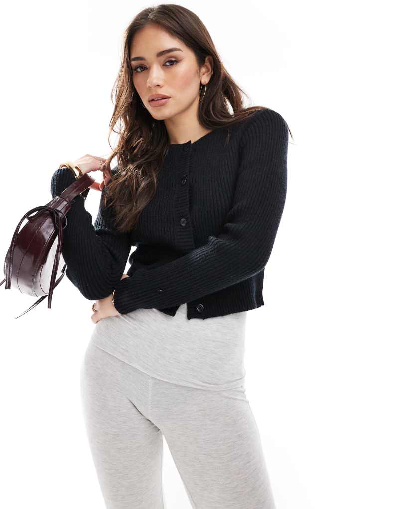 ONLY structured ribbed cardigan in black Only