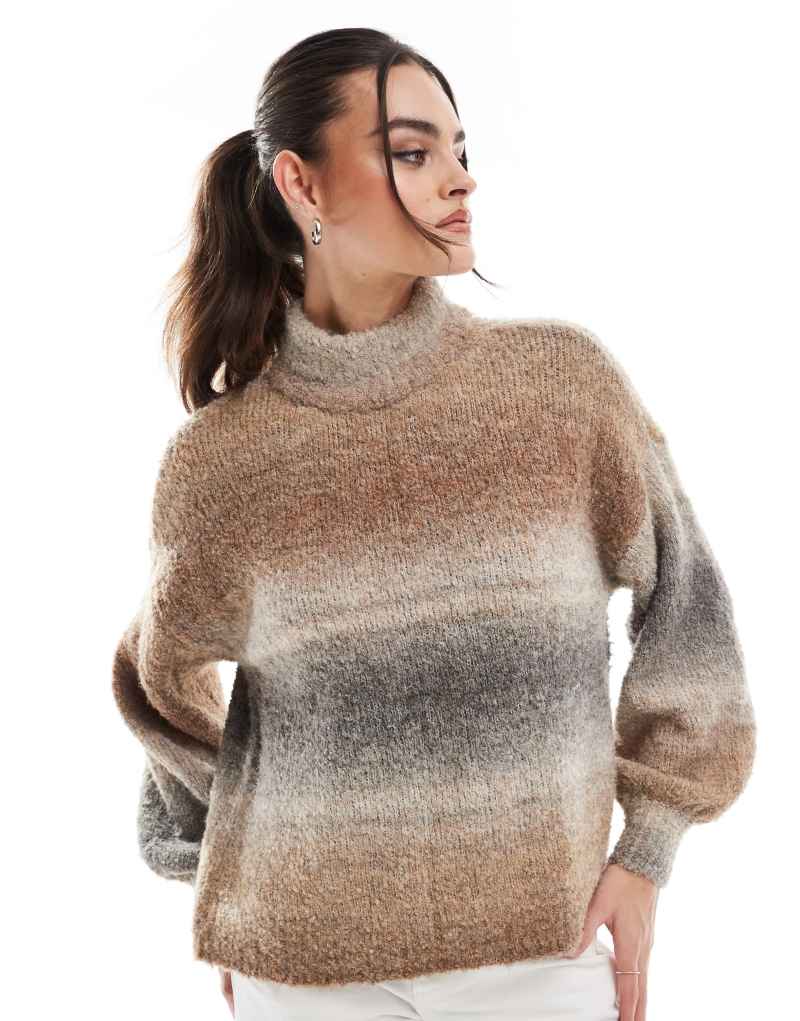 ONLY high neck knit sweater in tonal space dye Only