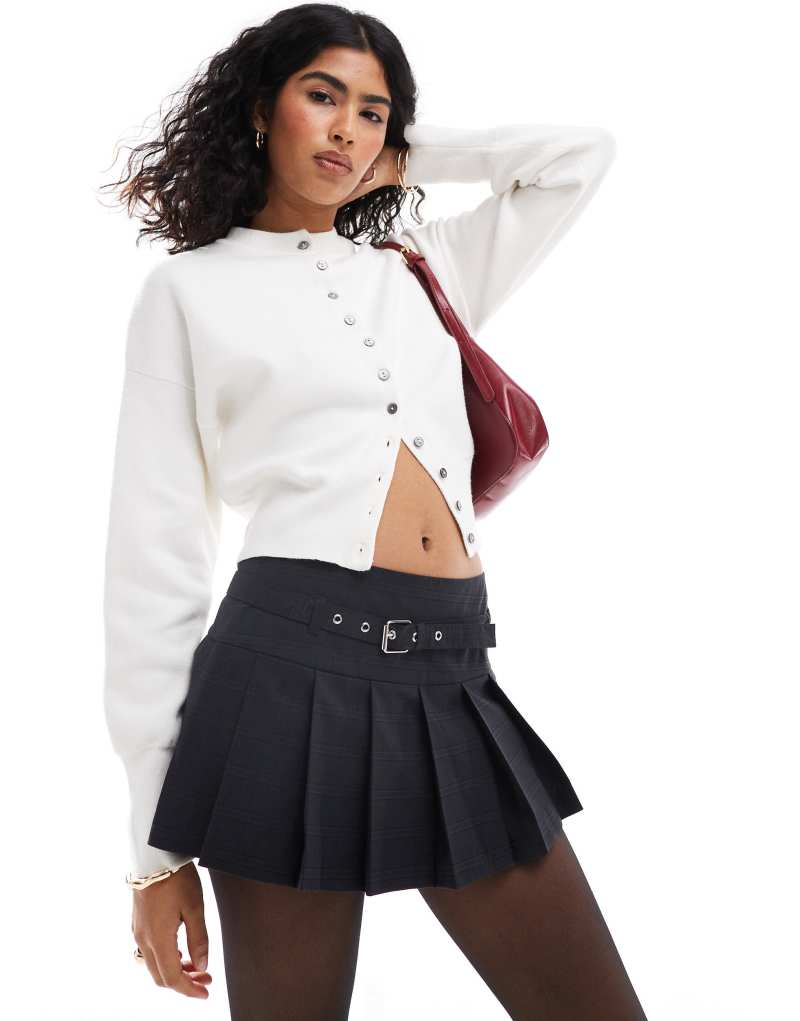 ONLY belted mini skort in charcoal check  Only