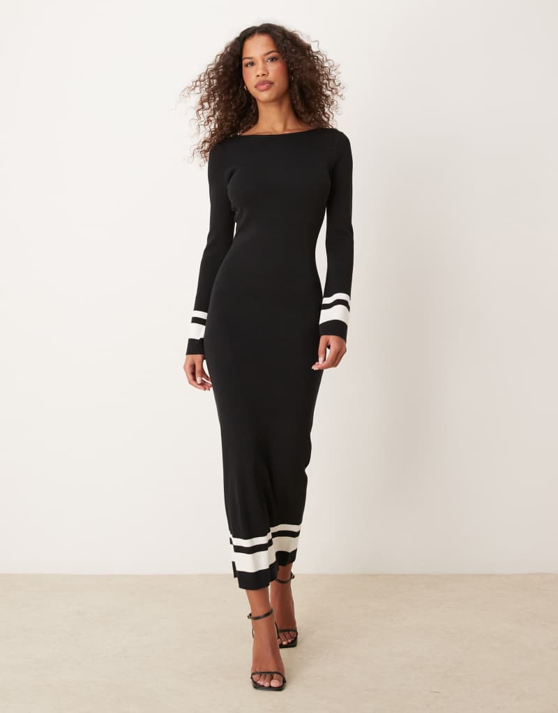 Pretty Lavish midaxi knit dress in black Pretty Lavish