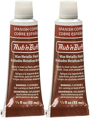 AMACO Rub n Buff Wax Metallic Finish - Rub n Buff Spanish Copper 15ml Tube - Versatile Gilding Wax for Finishing Furniture Antiquing and Restoration - Rub and Buff Colors Single Tube Amaco