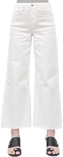 VERVET by Flying Monkey White Denim Wide-Leg Jeans High-Rise Distressed Vervet