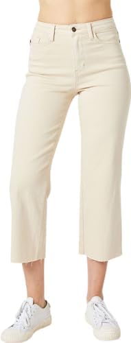 Judy Blue Women's High-Rise Garment Dyed Cropped Wide Leg Jeans 88802 (Bone, 9) Judy Blue