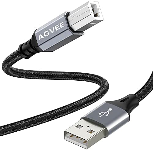 AGVEE 2-Pack: 2-метровые USB кабели A-B, MIDI для принтеров и музыкальных инструментов, повышенной прочности, темно-серые AGVEE