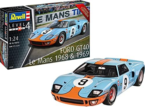 Revell Vell 07696 Ford GT 40 Le Mans 1968 Limited Edition Model Kit 1:24 Scale, Unvarnished Revell