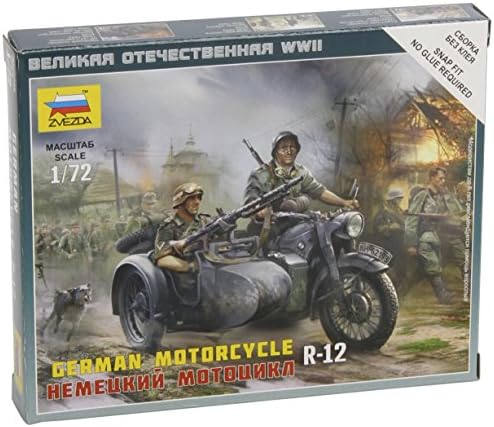 Zvezda Models 1/72 German Motorcycle R-12 with Sidecar Zvezda