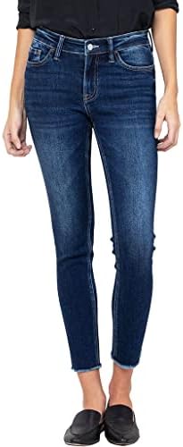 VERVET by Flying Monkey Dark Blue Stretch Skinny Jeans Whisker Fading Wash Vervet