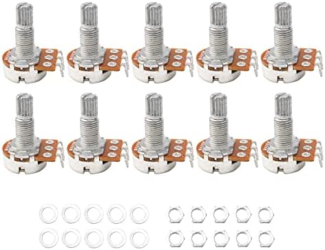 Потенциометры для гитары Swhmc A100k Ом, набор из 10 шт., длинный рифленый вал, замена ручкам громкости и тона Swhmc