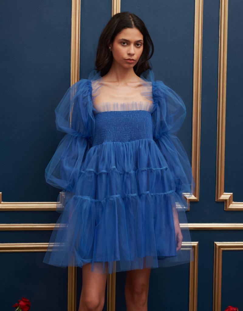 Dream Sister Jane tulle babydoll mini dress in cobalt Sister jane