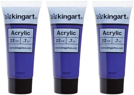 KINGART 500-120 PRO Artist Quality VIOLET Acrylic Paint, 22ml (0.74oz) Tubes, 3 Pack - Set (66ml Total), Violet Kingart