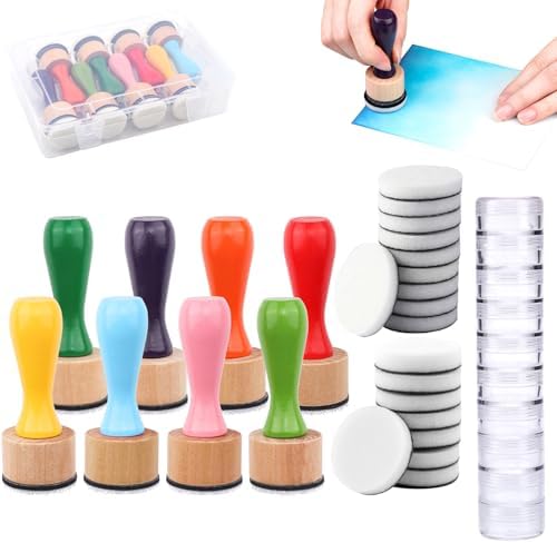 BAOFALI 28Pcs/Set Mini Ink Blending Tool,with Foams Replacement Refill Foam Storage Box Tool for Foams Scrapbooking Painting Drawing Art Supplies Handle Ink Tools Embossing Stencils (8 Colors Handle) BAOFALI