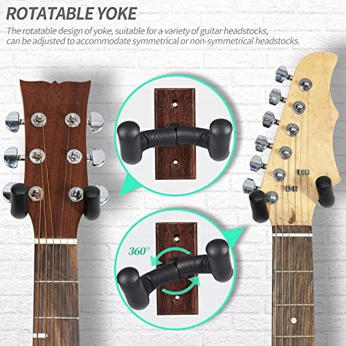 WOGOD Guitar Wall Mount Guitar Hanger Wall Holder - Guitar Wall Hangers Wall Hook Stand for Acoustic Electric Guitars Bass Ukulele - Solid Wood Wall Mount WOGOD