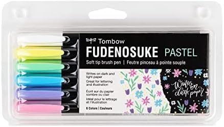 Tombow 56448 Fudenosuke Brush Pens, Pastel, 6-Pack Tombow