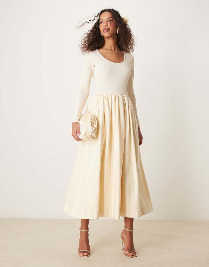 Sister Jane fitted midi dress with pockets in cream Sister jane