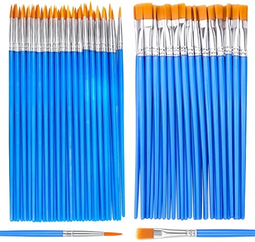 AROIC Small Paint Brushes Bulk,110 Pcs Nylon Hair Paint Brushes with Flat and Round Pointed Acrylic Paint Brushes Set,Craft Paint Brushes for Oil Watercolor Face Artist and Kids Painting Kits,Black AROIC