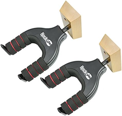 RockJam 2-Pack Guitar Hanger and Wall Mount Bracket Holder for Acoustic and Electric Guitars RockJam