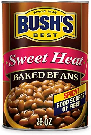 BUSH'S BEST Sweet Heat Baked Beans, Sweet & Spicy, Canned Beans, Baked Beans Canned, Source of Plant Based Protein and Fiber, Low Fat, Gluten Free, 28 Oz (Pack-6) Bush's Best