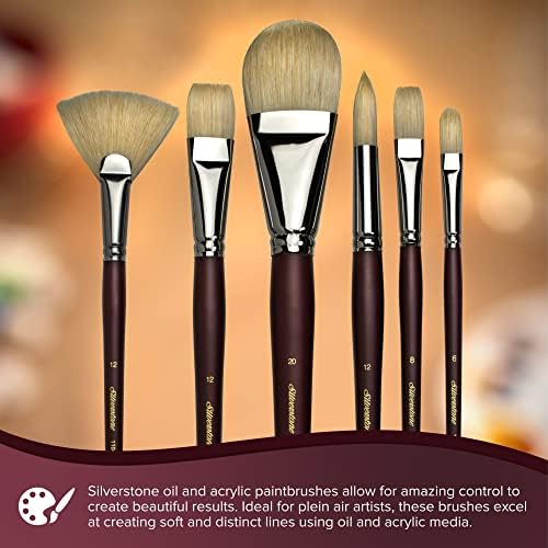 Художественная кисть Silver Brush Limited 1101-2 Silverstone, плоская, для масляной живописи, размер 2, длинная ручка Silver Brush Limited