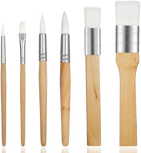 Art Paint Brushes Set 6 Pieces Wooden Paintbrushes Different Sizes Professional Artist Paint Brushes for Artists Adults Kids Body Face Painting,Acrylic Painting Watercolor Oil Gouache DIY Craft Thinp