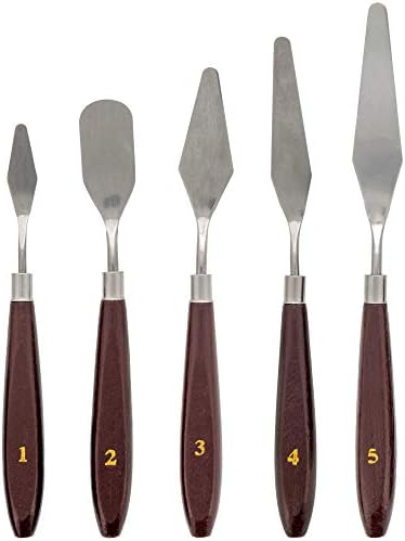 U.S. Art Supply 5-Piece Stainless Steel Palette Knife Set - Flexible Spatula Painting Knives for Color Mixing, Spreading, Applying Oil & Acrylic Paint on Canvases, Cake Icing, 3D Printer Removal Tool U.S. Art Supply