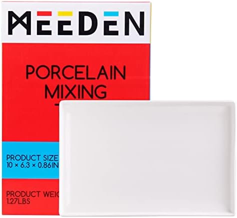 MEEDEN Ceramic Tray Palette, Ceramic Artist Paint Palette, Porcelain Mixing Tray for Watercolor Gouache Painting, Large Mixing Area White Rectangle Tray for Painting Large Artwork MEEDEN