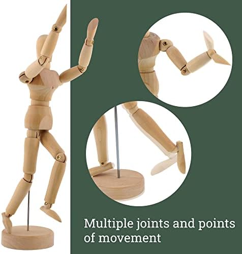 US Art Supply® Wood Artist Drawing Manikin Articulated Mannequin with Base and Flexible Body - Perfect for Drawing The Human Figure (5" Male) U.S. Art Supply