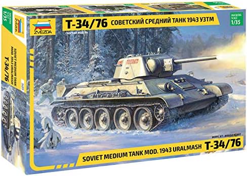 Zvezda 3689 - Soviet Medium Tank mod. 1943 URALMASH T-34/76 - Plastic Model Kit Scale 1/35 Lenght 19.4 cm / 7.5" 303 Parts Zvezda