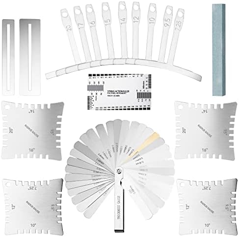 Vangoa 18 Pieces Guitar Luthier Tools Set Including String Action Ruler Gauge and Guitar Notched Radius Gauges for Guitar Bass Setup Vangoa