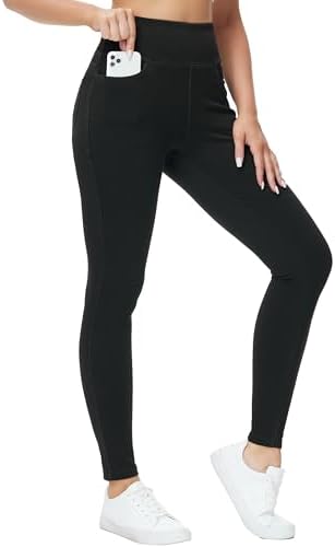 THE GYM PEOPLE Women's High Waisted Jeggings Pants Stretchy Tummy Control Skinny Jean Leggings with Pockets The Gym People