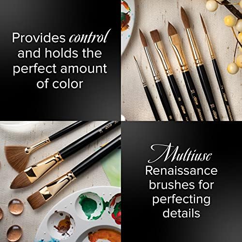 Silver Brush Limited 7102S-2 Renaissance Bright Brush for Watercolor and Oil, Size 2, Short Handle Silver Brush Limited