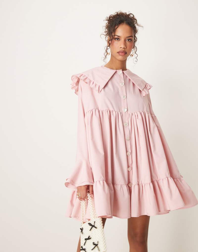 Sister Jane oversized collar frill mini dress in light pink Sister jane