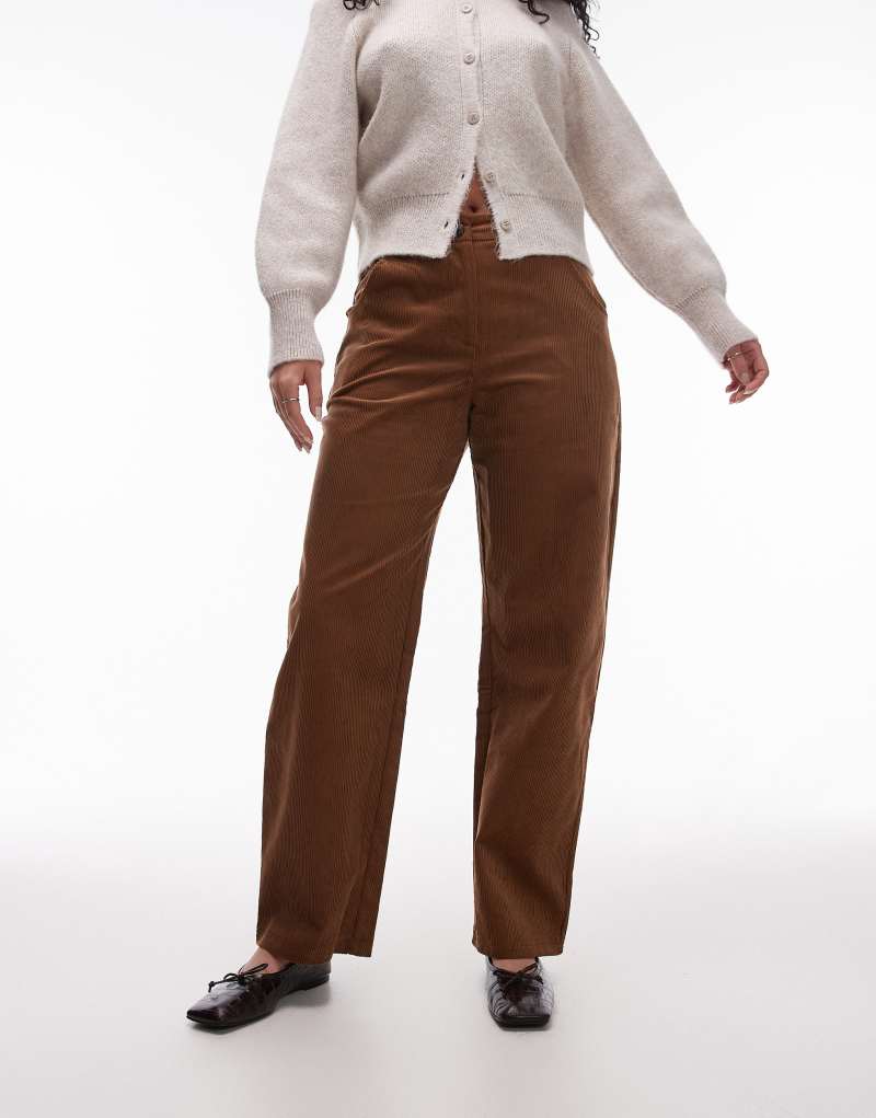 Topshop Hourglass barrel leg corduroy pants in brown Topshop