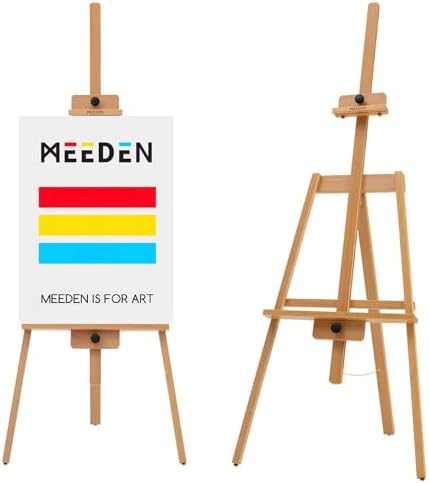 MEEDEN Art Painting Stand Easel: Solid Beech Wooden Easel Holds Canvas up to 43" - A Frame Artist Easel for Painting Wedding Sign Poster Display - Natural MEEDEN