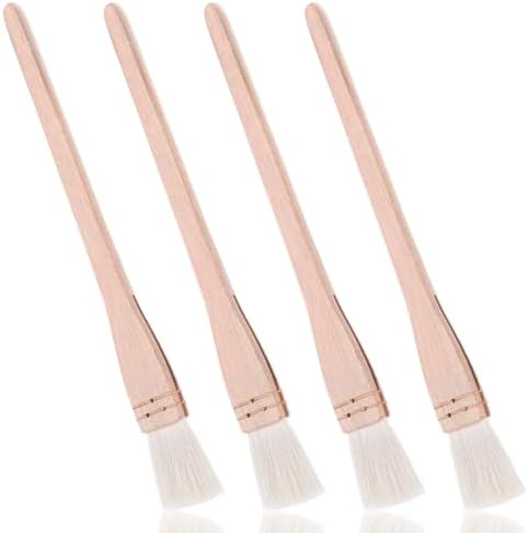 4 PCS Hake Paintbrush Set, 1 Inch Professional Soft Goat Hair Brush and Hake Paint Brush with Solid Wooden Handle, Acrylic Painting Brush Flat Hake Fan Brush for Watercolor, Pottery, Painting Arts Salbsever