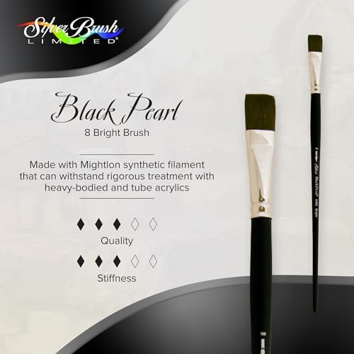 Кисть для акрила Silver Brush Limited Black Pearl Bright, размер 6, длинная ручка Silver Brush Limited