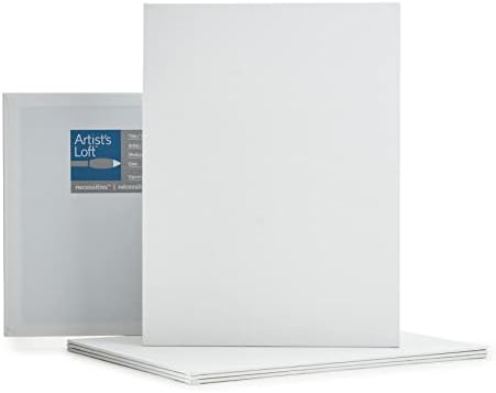 9" x 12" White Super Value Canvas Panel by Artist's Loft Necessities - Acid Free Cotton Canvas for Paint, Acrylic, & Oils - 5 Pack Artist's Loft