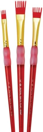 BK693 Big Kids Choice Flat Golden Taklon Hair Acrylic Plastic Wisp Brush Set, Red (Pack of 3), Assorted Royal Brush