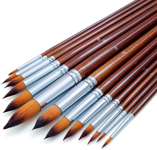 DUGATO Artist Paint Brush Set 13pcs, Long Handle Oil Acrylic Paint Brushes, Watercolor Brush Set for Body, Face, Rock, Canvas Drawing Art Crafts DUGATO