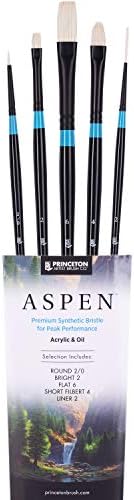 Профессиональный набор кистей Princeton Aspen 6500, 5 шт – синтетические кисти для масляной, акриловой и гуашевой живописи Princeton