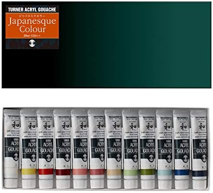 Turner Acrylic Paint Set Japanesque Artist Acryl Gouache - Based on Traditional Japanese Colors from Nature, Coarse, Rough, Gritty Texture - [Set of 12 | 20 ml Tubes] Turner Colour Works