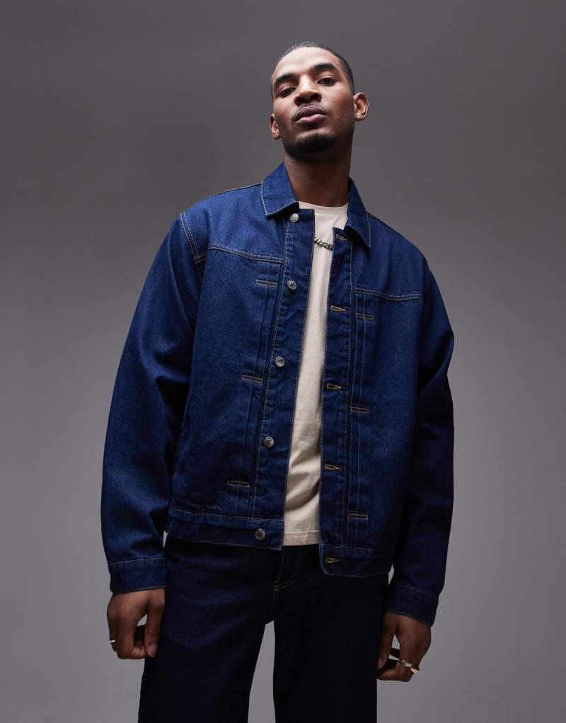 Topman denim jacket in raw blue Topman