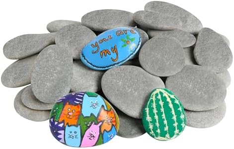 Simetufy 15 Pcs Rocks for Painting, River Rocks to Paint, 2"-3" Flat Painting Rocks, Smooth Rocks for Crafts, Natural Stones for DIY, Kindness Rocks Garden Decoration Simetufy