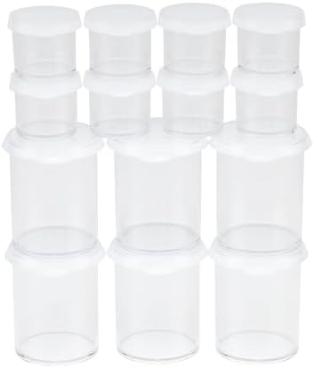 Creative Mark Assorted Pack of 14 Storage Cups - 8 Small 10 ml & 6 Large 45 ml Durable Clear Plastic Paint Containers with Lids for Artists, Students, Professionals Creative Mark