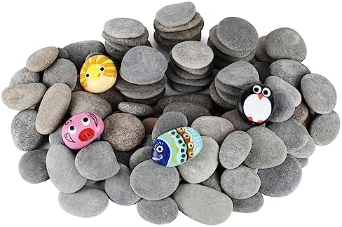 Simetufy 25 Pcs River Rocks for Painting, 2"-3" Painting Rocks, Flat & Smooth Rocks to Paint, Hand Picked Natural Stones for Painting, Cheap Crafts Rocks for Kids & Adults Simetufy