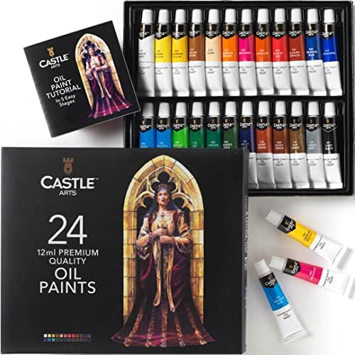 Набор масляных красок Castle Art Supplies 24 x 12 мл | Яркие оттенки и руководство по техникам для художников Castle Art Supplies