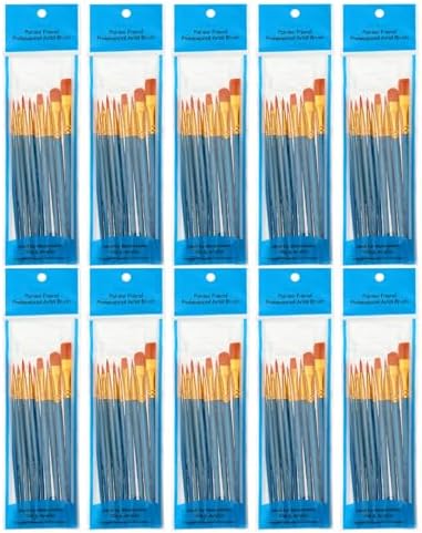 PATIKIL Acrylic Paint Brush Set, 100 Pcs Nylon Hair Professional Painting Brushes Bulk for Face Body Nail Rock Craft Watercolor Oil Miniature Detailing Drawing for Artist, Blue Patikil