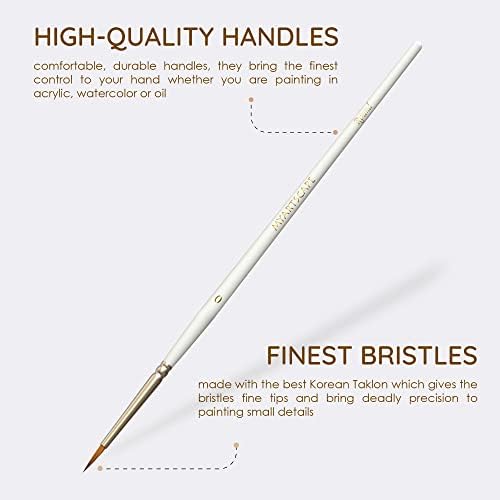 MyArtscape Miniature Paint Brushes with Holder, Set of 12 for Detail & Fine Point Painting - use with Acrylic, Watercolor, Oil, Gouache - for Pinstriping, Warhammer 40k & Lettering - Art Supplies MyArtscape